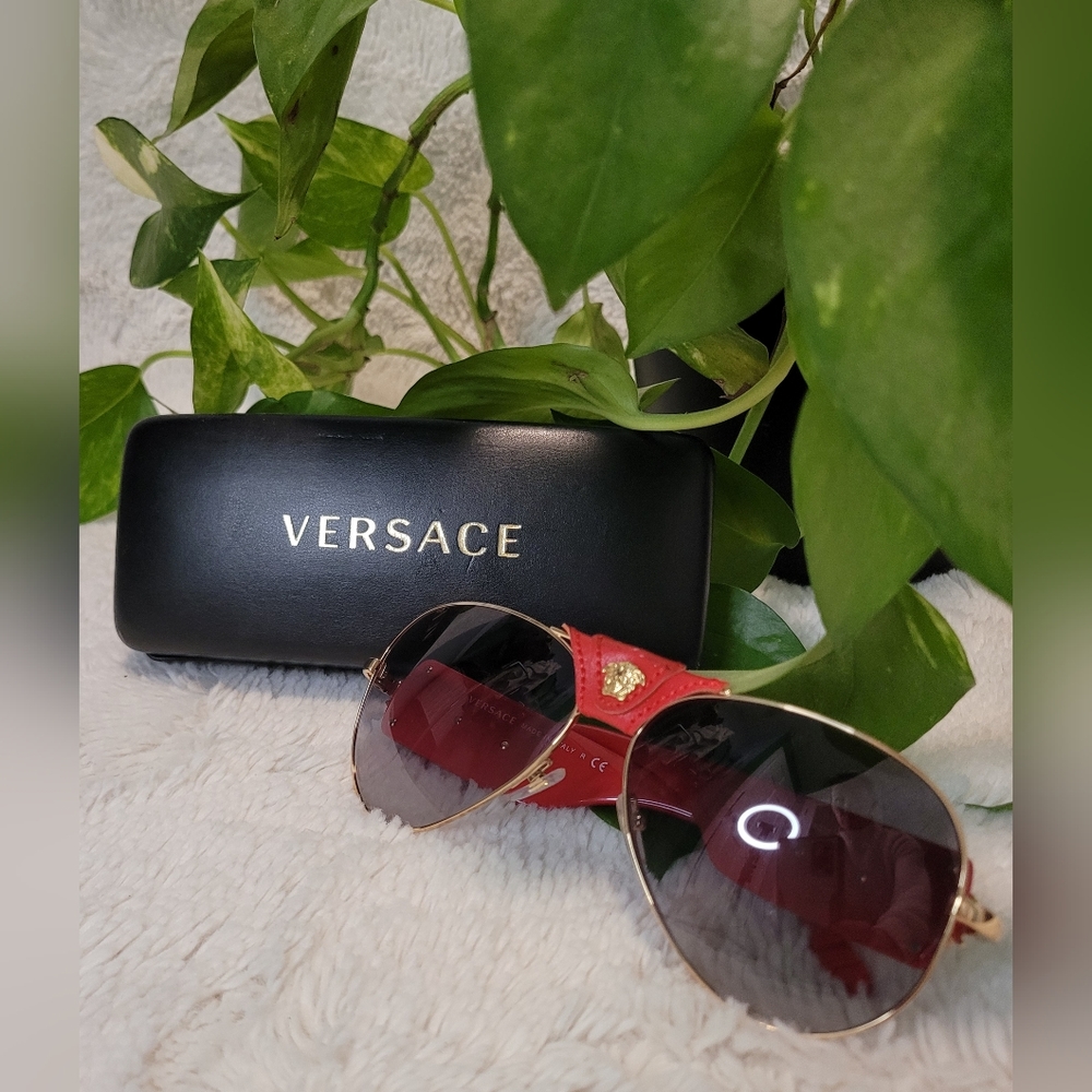 Versace Medusa Leather Trim Aviators